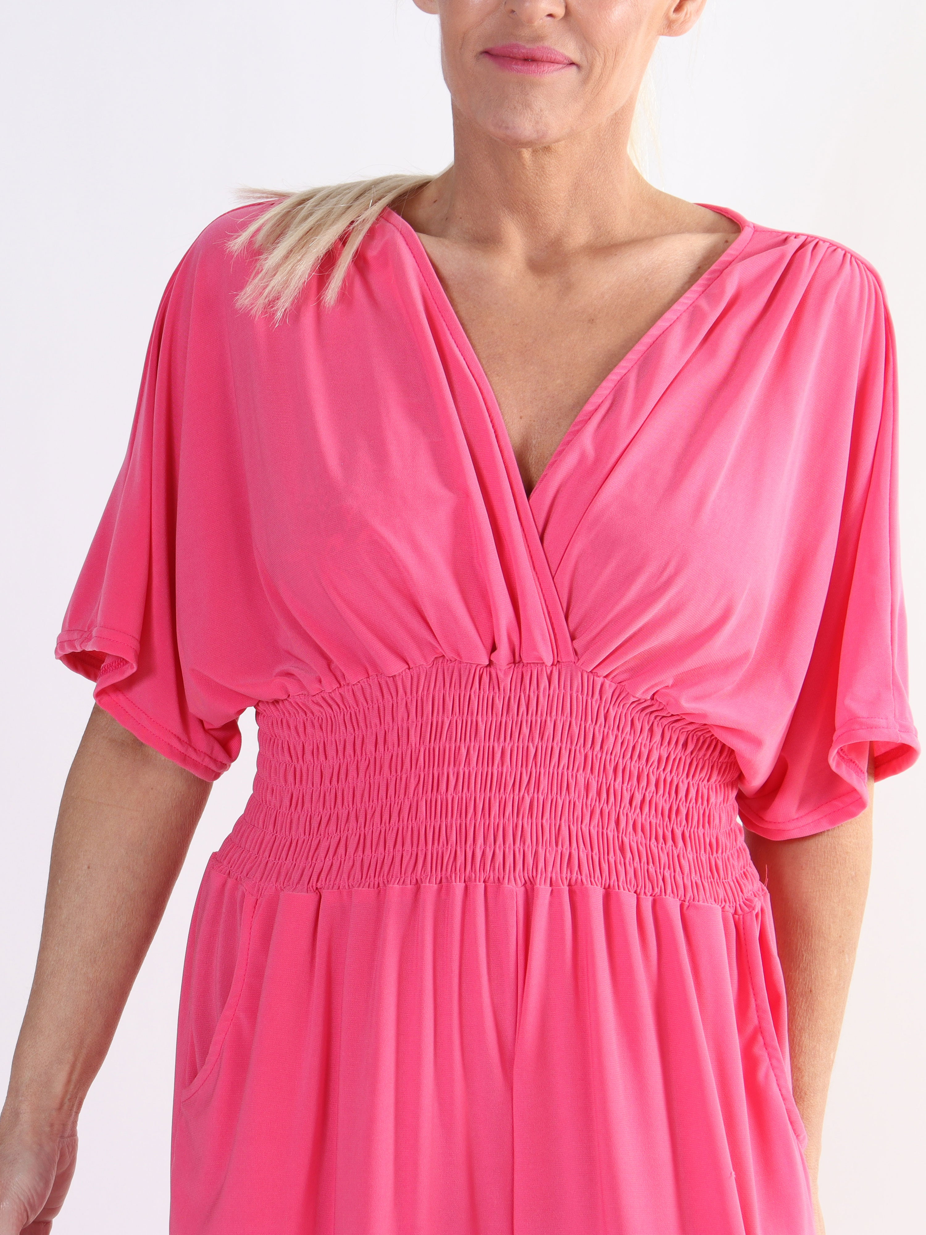 Pams Plain Jumpsuit - Elastisk ensfarvet plus size buksedragt